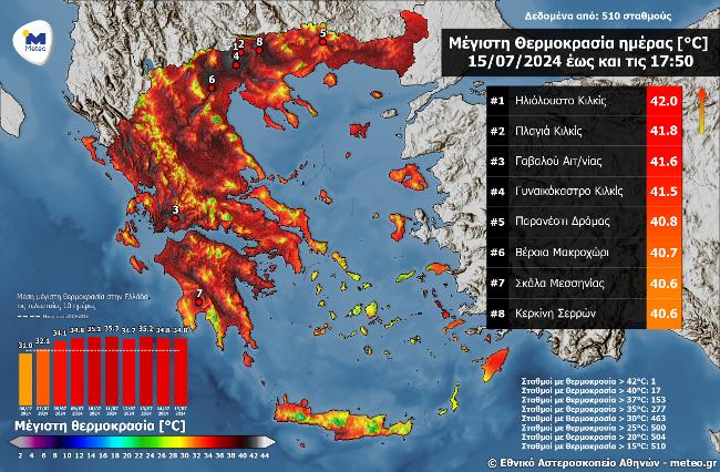 Δυτ. Ελλάδα: Σε ποια περιοχή ο υδράργυρος άγγιξε τους 42 βαθμούς! (ΧΑΡΤΗΣ)
