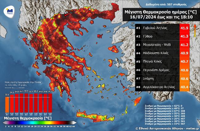 Σε περιοχή της Δυτ. Ελλάδας η μέγιστη θερμοκρασία σε όλη τη χώρα! (ΧΑΡΤΗΣ)