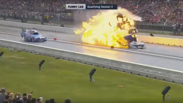 Έκρηξη και… μπουρλότο σε αγώνα dragster - BINTEO