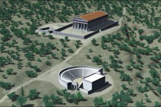 Ισθμια, ο Ναός του Ποσειδώνα από ψηλά