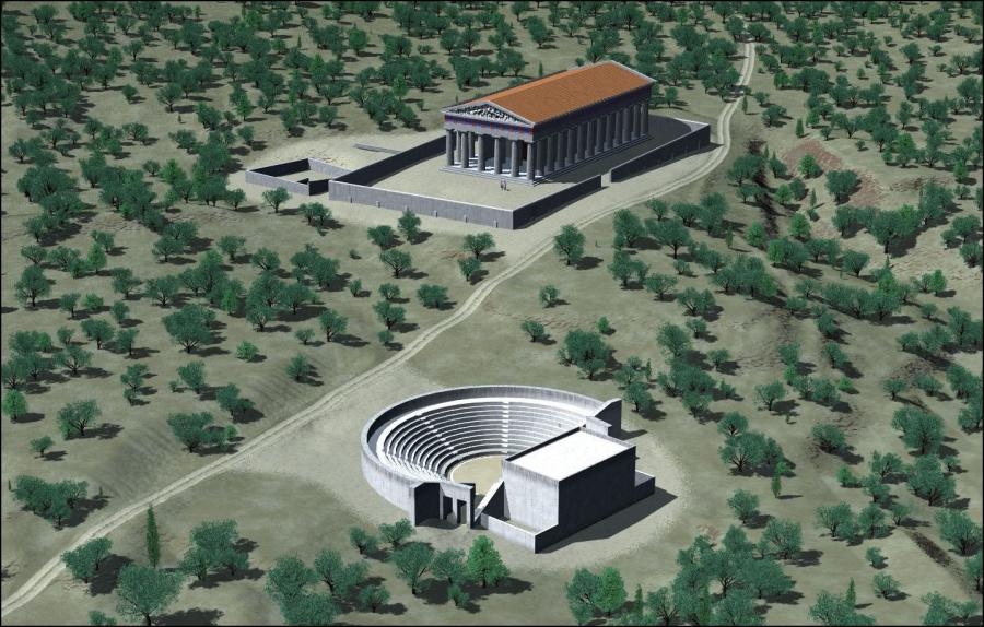 Ισθμια, ο Ναός του Ποσειδώνα από ψηλά