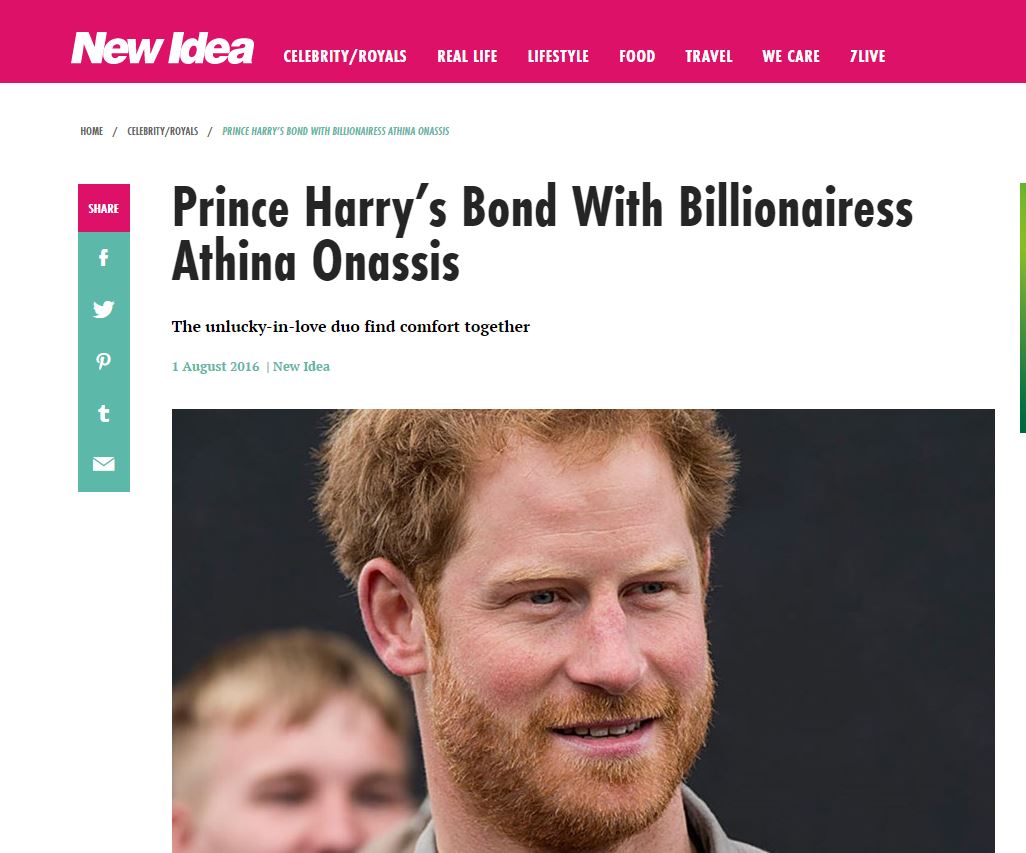 Ο πρίγκιπας Χάρι "παρηγορεί" την Αθηνά Ωνάση