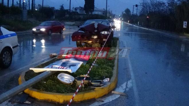 Πάτρα: Σοβαρό τροχαίο - Αυτοκίνητο "αγκάλιασε" κολόνα - ΦΩΤΟΓΡΑΦΙΕΣ