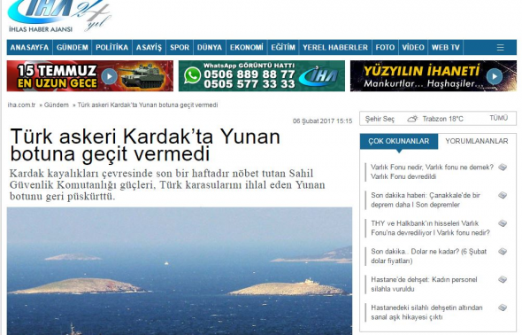 Για νέο επεισόδιο στα Ίμια κάνει λόγο ο τουρκικός Τύπος - ΔΕΙΤΕ ΒΙΝΤΕΟ