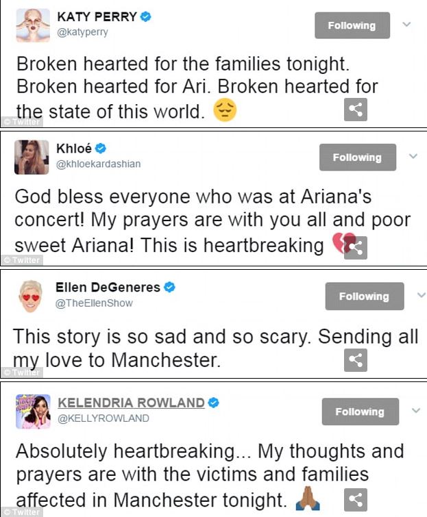 «Οι προσευχές μας στους νεκρούς»: Τα μηνύματα των διασήμων για το μακελειό στο Μάντσεστερ