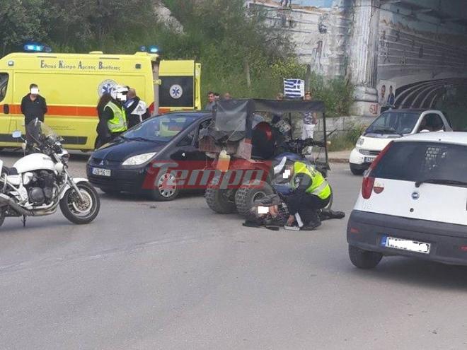 Πάτρα: Δυο τραυματίες σε τροχαίο με "γουρούνα" και δίκυκλο - ΦΩΤΟ