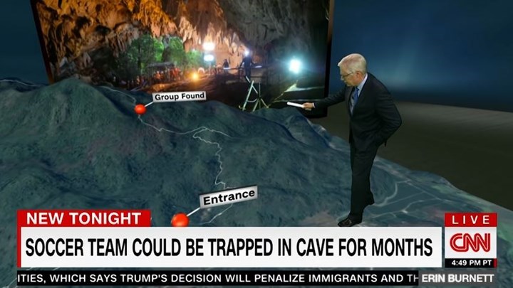 H εικονική απεικόνιση της διαδρομής που διασχίζουν οι διασώστες για να απεγκλωβίσουν τα παιδιά στην Ταϊλάνδη - ΒΙΝΤΕΟ