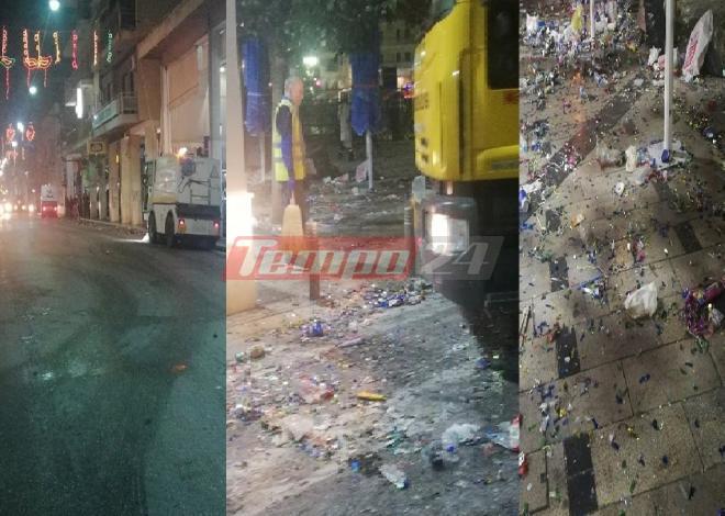 Πάτρα: Επιχείρηση "Καθαρή πόλη" - Κεντρικά σημεία "λάμπουν" μετά τη λήξη της παρέλασης - ΦΩΤΟ