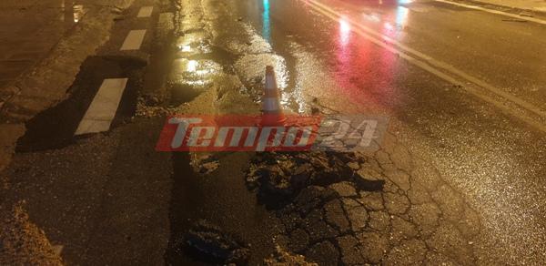 Πάτρα: "Ανοιξε" η άσφαλτος στην Πανεπιστημίου - Χαμός στον κόμβο Κουρτέση τα ξημερώματα ΦΩΤΟ