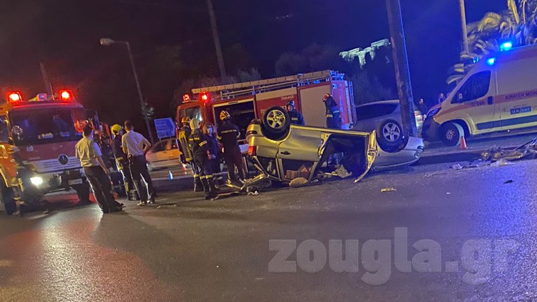 Σοβαρό τροχαίο με τρεις τραυματίες στη λεωφόρο Βασιλίσσης Αμαλίας