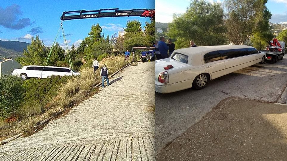 Απίστευτο ατύχημα στη Πεντέλη: Λιμουζίνα έφυγε στο γκρεμό