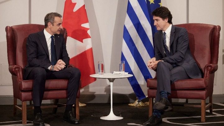 Συνάντηση του Κυριάκου Μητσοτάκη με τον Πρωθυπουργό του Καναδά στο Μόντρεαλ