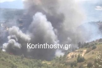 Μεγάλη φωτιά στην Κορινθία: Επιχειρούν 200 πυροσβέστες και εναέρια μέσα