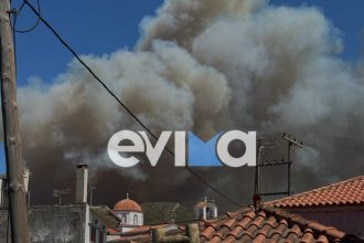 Μεγάλη φωτιά κοντά σε σπίτια στην Εύβοια