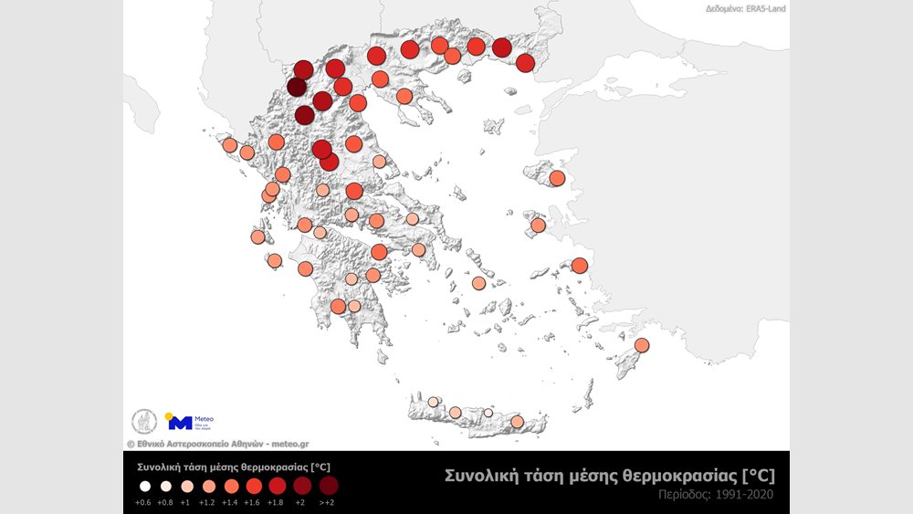 Πάνω από 1,5 °C η αύξηση της μέσης θερμοκρασίας στην Ελλάδα τα τελευταία 30 χρόνια