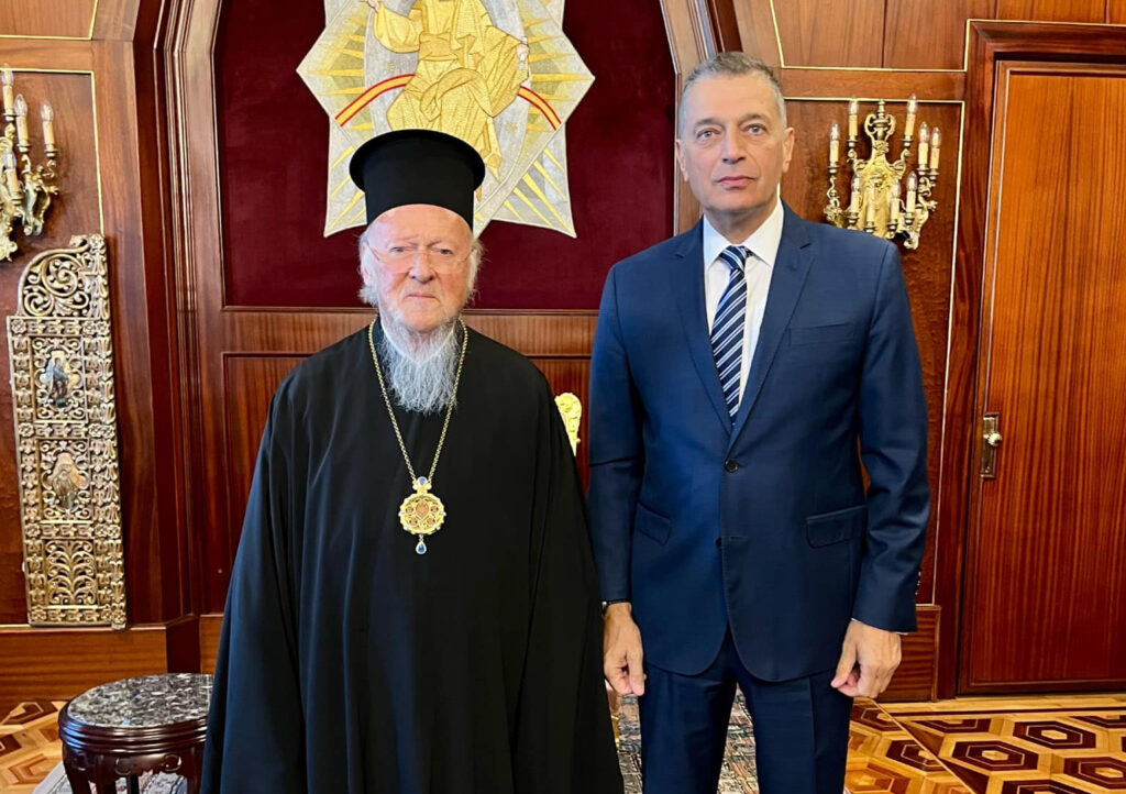 Συνάντηση του Οικουμενικού Πατριάρχη Βαρθολομαίου με τον διοικητή του Αγίου Όρους Αλκιβιάδη Στεφανή
