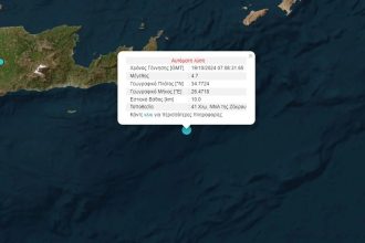 Σεισμός 4,7 Ρίχτερ στην Κρήτη