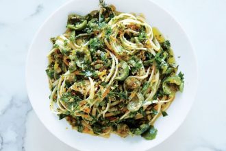 Λιγκουίνι ολικής άλεσης με κοτόπουλο και μανιτάρια