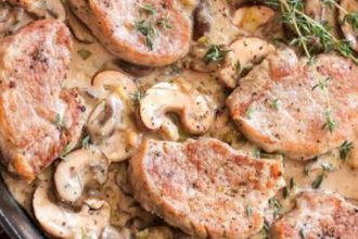 Χοιρινή τηγανιά με κρέμα γάλακτος