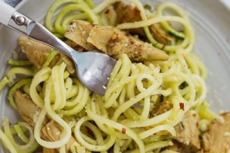 Ζυμαρικά με λεμόνι, κολοκυθάκια και ψητές αγκινάρες