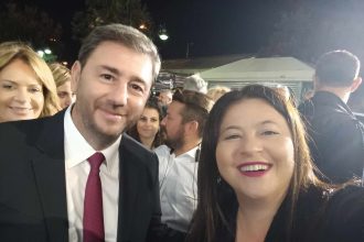 Η Τόνια Παπαλεξάτου με τον Νίκο Ανδρουλάκη