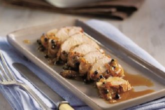 Ψαρονέφρι μαγειρεμένο με 3 πιπέρια και κονιάκ