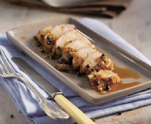 Ψαρονέφρι μαγειρεμένο με 3 πιπέρια και κονιάκ