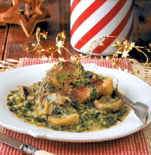 Φρικασέ με αρνάκι, σπανάκι και αγκινάρες