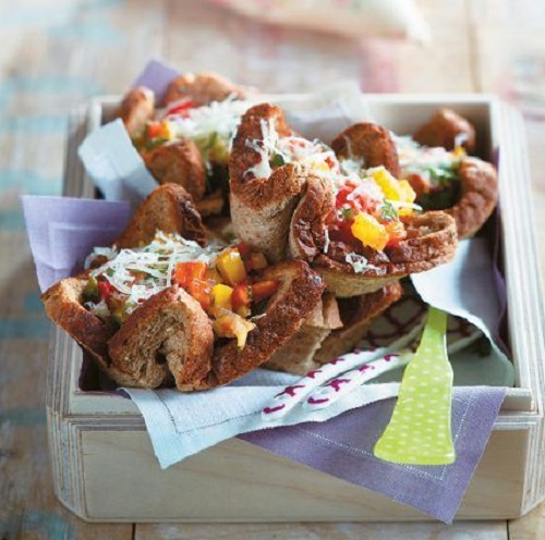 Πίτσα cupcakes με ψωμί ολικής