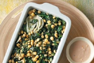 Ρεβίθια φούρνου με σπανάκι και ταραμά