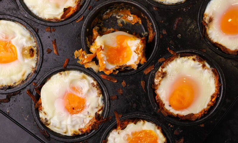 Φωλιές από πατάτα γεμιστές με αυγό