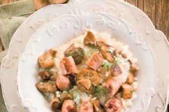 Ριζότο με μανιτάρια και λουκάνικα