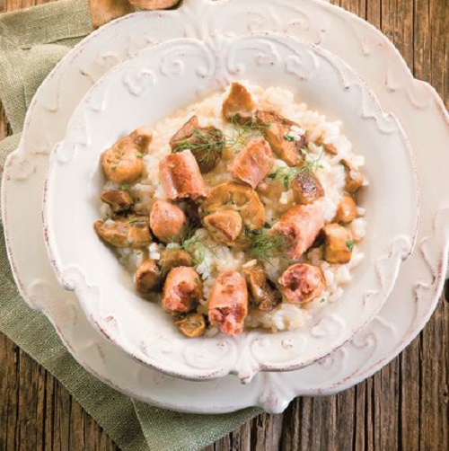 Ριζότο με μανιτάρια και λουκάνικα