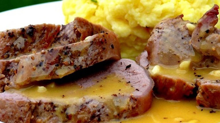 Ψαρονέφρι με μέλι και μουστάρδα