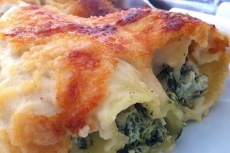 Κανελόνια με σπανάκι και κρέμα γάλακτος