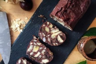 Σοκολατένιος vegan κορμός με κάστανα χωρίς ζάχαρη