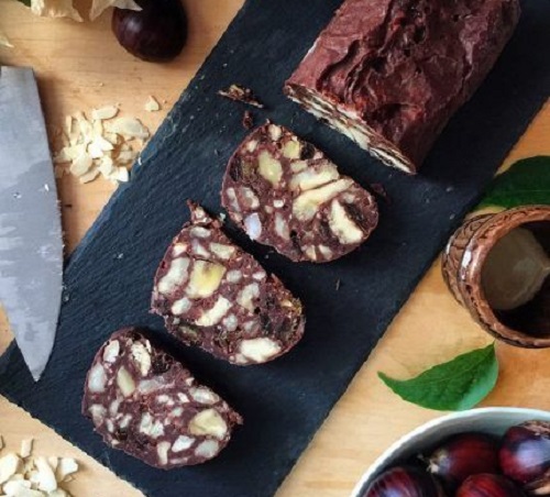 Σοκολατένιος vegan κορμός με κάστανα χωρίς ζάχαρη