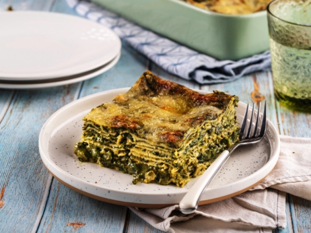 Λαζάνια με σπανάκι και πέστο βασιλικού