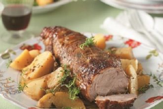 Αρνίσιο μπούτι με πετιμέζι και μουστάρδα ψημένο σε κληματόβεργες