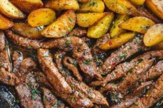 Φιλέτο με πατάτες στο τηγάνι