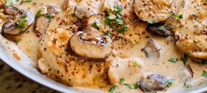 Κοτόπουλο με κρέμα μανιτάρια