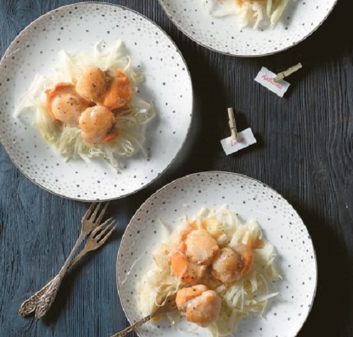 Χτένια Saint Jacque με πράσα