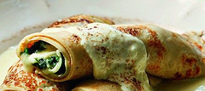Κρέπες με σπανάκι και γραβιέρα