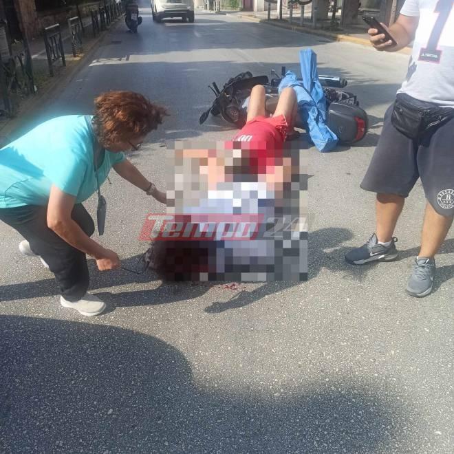 Τροχαίο - ΣΟΚ στο κέντρο της Πάτρας: Χτύπησε ζευγάρι με μηχανάκι, αιμορραγούσε η γυναίκα (ΦΩΤΟ)