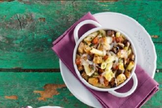 Γκρατέν με μελιτζάνες, πέννες και κοτόπουλο