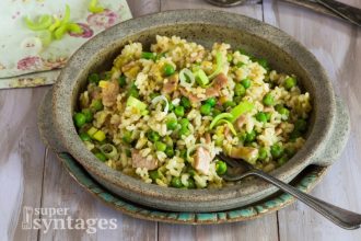 Διαφορετικό ριζότο με μπέικον και πράσα