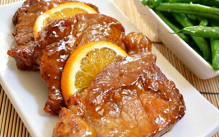 Χοιρινό με μουστάρδα και πορτοκάλι