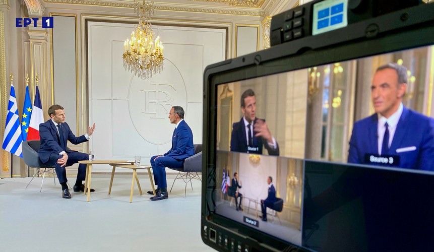 Ο Μεσολογγίτης δημοσιογράφος Νίκος Αλιάγας στην ΕΡΤ με αποκλειστική συνέντευξη Μακρόν - ΦΩΤΟ