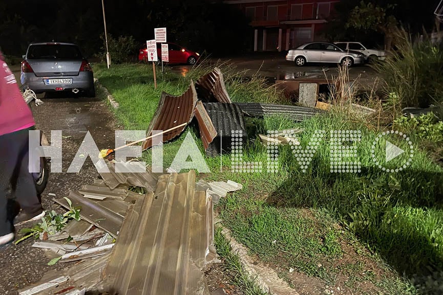 Ανεμοστρόβιλος ξήλωσε στέγες και προκάλεσε ζημιές στον Πύργο - ΦΩΤΟ