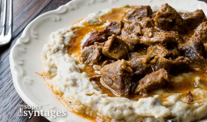 Αρνάκι με πουρέ μελιτζάνας